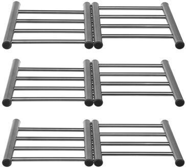 Uitschuifbare/verstelbare pannen onderzetter - 3x - RVS - 22,5 x 20 cm - Pannenonderzetter