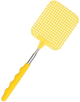 Uitschuifbare vliegenmepper - geel - 26 tot 56 cm - kunststof - tegen insecten