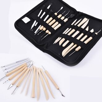 Uitstekende 14 stks Houten Metalen Aardewerk Klei Molding Sculptuur Sculpting Gereedschap Kit Met Case