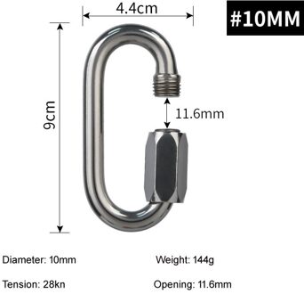 Uitstekende O Vorm 18KN-28KN Professionele Veiligheid Master Lock Lifting Sling Verbinding Gesp Karabijnhaak Klimmen Apparatuur 10MM