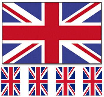 UK/Great Brittain versiering/feestartikelen set - vlag 90 x 150 cm - vlaggenlijn van 300 cm - landen