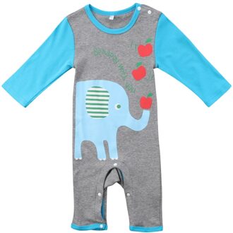 Uk Kid Baby Jongens Meisjes Cartoon Dier Bodysuit Romper Jumpsuit Outfit Kleding 0 Blauw / 18m