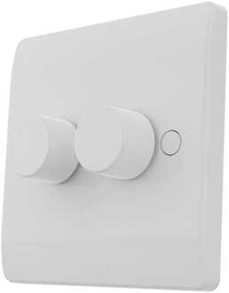 UK LED dimmer met draaiknop - 3-160W - Ondersteunt Two-way-2-gang (wisselschakeling) - Fase-aan- en afsnijding - Voor Britse wanddozen - Inclusief afdekmateriaal Zwart