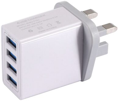 Uk Muur Hub Charger Usb Adapter 4 Muti Poort 5.1A Snelle Laadstation Power Lading Blok Plug Voor Iphone Samsung huawei Xiaomi zwart