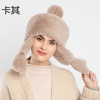 Uk Vrouwen Winter Outdoor Warm Fluffy Fleece Hoofddeksels Winter Warm Geïmiteerd Hoed Faux Fur Oorklep Ski Cap Khaki Zwart rood