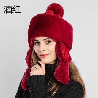Uk Vrouwen Winter Outdoor Warm Fluffy Fleece Hoofddeksels Winter Warm Geïmiteerd Hoed Faux Fur Oorklep Ski Cap Khaki Zwart rood