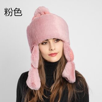 Uk Vrouwen Winter Outdoor Warm Fluffy Fleece Hoofddeksels Winter Warm Geïmiteerd Hoed Faux Fur Oorklep Ski Cap Khaki Zwart rood