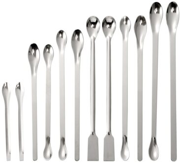 Ukcoco 12 Stuks Rvs Lepel Spatel/Laboratorium Bemonstering Lepel Mengen Spatel Micro Spatel Scoop