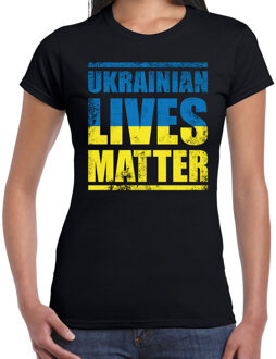 Ukrainian lives matter t-shirt zwart dames - Oekraine shirt met Oekraiense vlag S