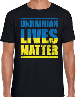 Ukrainian lives matter t-shirt zwart heren - Oekraine shirt met Oekraiense vlag 2XL