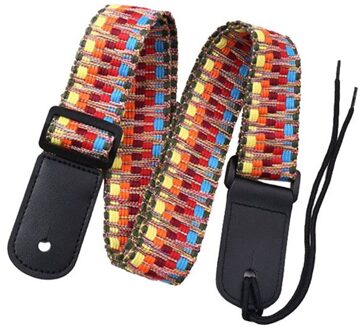 Ukulele Band Borduren Riem Verstelbare Jacquard Band Met Lederen End Voor Bas Akoestisch Elektrische Folk Gitaar