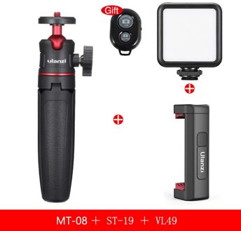 Ulanzi ST-19 Draagbare Telefoon Mount Telefoon Houder Klem Met Koud Schoen 1/4 ''Statief Mount Mic Led Licht Invullen vlog Accessoires MT-08 w ST-19 VL49