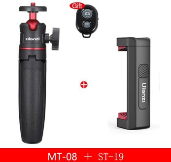 Ulanzi ST-19 Draagbare Telefoon Mount Telefoon Houder Klem Met Koud Schoen 1/4 ''Statief Mount Mic Led Licht Invullen vlog Accessoires MT-08 w ST-19