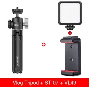 Ulanzi U-Vlog Lite Uitschuifbare Mini Statief Dual Koude Schoen 360 Graden Balhoofd Selfie Stick Voor Camera Iphone android Monopod Dslr U-Vlog w VL49 ST-07