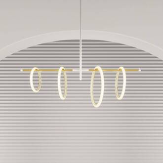 Ulaop LED hanglamp, vier ringen, wit wit, goud