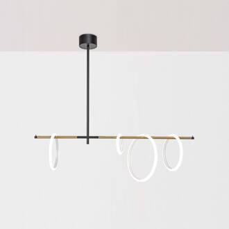 Ulaop LED hanglamp, vier ringen, zwart zwart, goud, wit