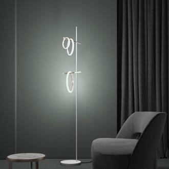 Ulaop LED vloerlamp, drie ringen, wit wit, goud