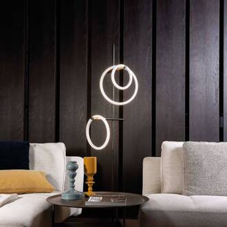 Ulaop LED vloerlamp, drie ringen, zwart zwart, goud, wit