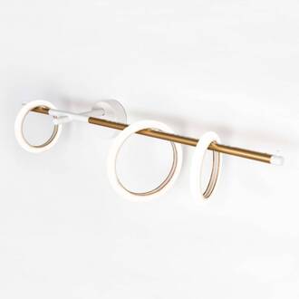 Ulaop LED wandlamp, drie ringen, rechts, wit wit, goud