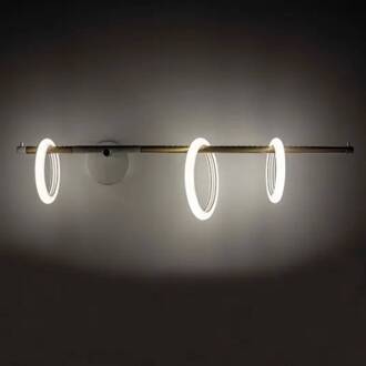 Ulaop LED wandlamp, drie ringen, rechts, zwart zwart, goud, wit