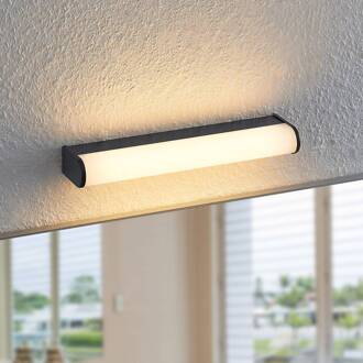Ulisan LED badkamer wandlamp, rond, 32,8 cm mat zwart, wit