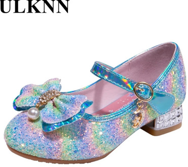 ULKNN Baby Leather Footwear Bow Princess Dance Shoes Rubber Sole For Girls New Children's Casual Kids Non-slip Round Toe Pink