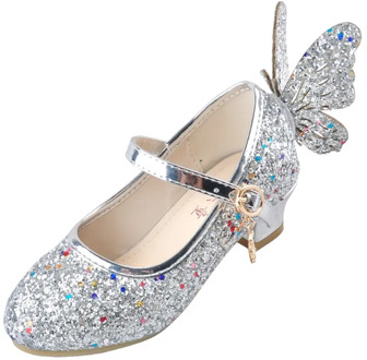 ULKNN Baby Princess Girls Shoes Sandals For Kids Glitter Butterfly Low Heel Children Shoes Girls Party Enfant meisjes schoenen