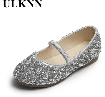 ULKNN Girls' Leather Shoes Princess 2020 Autumn NewNon-Slip Soft Bottom Wear-Resistant Little Baby Sequined Children's Shoes