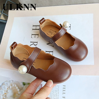 ULKNN Girls Small Leather Shoes 2020 Autumn New Fashion Children's Princess Dance Shoes Kid's Performance Pearl Shoes