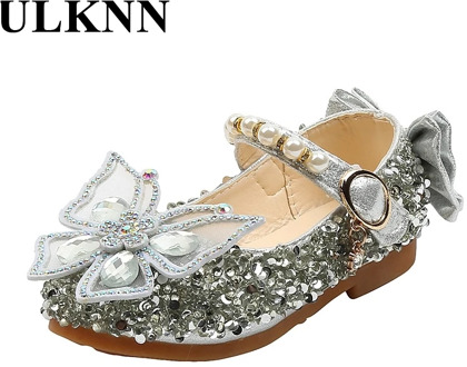 ULKNN Kid's Leather Shoes Sole Footwear Princess Shoes Non-slip Pink Bow Student Shoes Girls Rubber Fashion Size 21-35 Basic