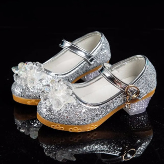 ULKNN Kids Leather Princess Shoes For Girls 2020 Children Round Toe Soft-Sole Kids High Heel Party Dress Footwear Non-slip