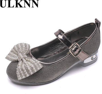 ULKNN Princess Kids Leather Shoes Girls' Pink Flower High Heel Casual Shoes Children's 2020 Baby Butterfly Autumn Blue Shoes