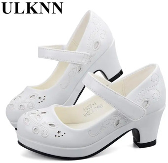 ULKNN Spring Autumn Girls Princess Shoes Leather Flowers Children High Heel Shoes For Girls Shoe Party Wedding Dress Kids Shoes