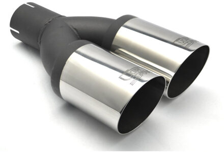 Ulter Sport Uitlaatsierstuk - Dubbel Rond Ø80mm Schuin - Lengte 280mm - Montage ->50mm - RVS
