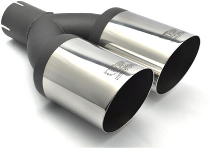 Ulter Sport Uitlaatsierstuk - Dubbel Rond Ø90mm Schuin - Lengte 290mm - Montage ->50mm - RVS