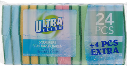 Ultra Clean 24x Huishoud producten afwas/schoonmaaksponsjes 8 cm - Schuursponzen