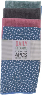 Ultra Clean Microvezel schoonmaakdoekjes - 4x stuks - kleurenmix - 40 x 48 cm