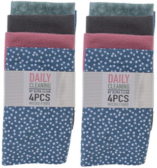 Ultra Clean Microvezel schoonmaakdoekjes - 8x stuks - kleurenmix - 40 x 48 cm