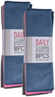 Ultra Clean Microvezeldoeken/wonderdoeken - 16x stuks - gekleurd - 30 x 30 cm