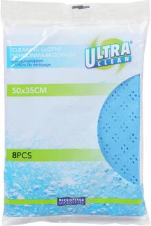 Ultra Clean Schoonmaakdoekjes microvezel 50x35cm 8x blauw