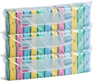 Ultra Clean Schuursponsjes - 72x - gekleurd - afwas of schoonmaak sponzen