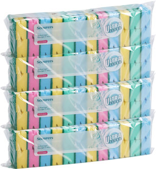 Ultra Clean Schuursponsjes - 96x - gekleurd - afwas of schoonmaak sponzen
