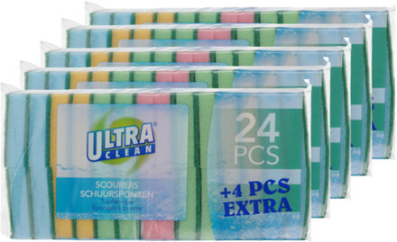 Ultra Clean Schuursponsjes / schoonmaaksponsjes - 120x stuks - 8 x 5 cm - schoonmaken