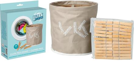 Ultra Clean Wasknijpermand met 24 wasknijpers beige
