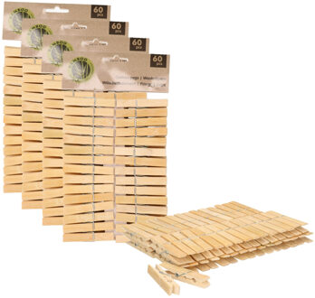 Ultra Clean wasknijpers - 240x - bamboe hout - 7 cm - wasspelden knijpers - was ophangen - drogen