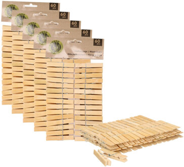 Ultra Clean wasknijpers - 300x - bamboe hout - 7 cm - wasspelden knijpers - was ophangen - drogen