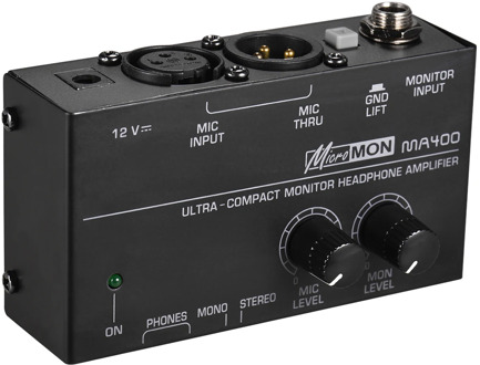 Ultra-Compact Monitor Headphone Amplifier Amp with XLR Microphone Input 6.35mm Monitor Input 6.35mm & 3.5mm Headphone