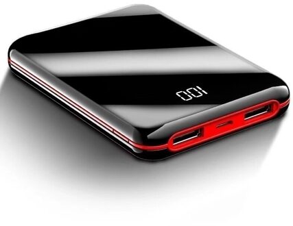 Ultra-Dunne Power Bank 30000 Mah Mini Spiegel Screen Digitale Display Draagbare Telefoon Batterij Power Bank Outdoor Travel Charger Rood