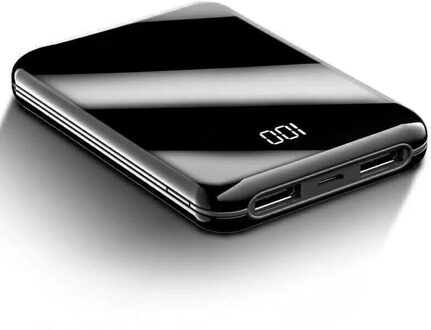 Ultra-Dunne Power Bank 30000 Mah Mini Spiegel Screen Digitale Display Draagbare Telefoon Batterij Power Bank Outdoor Travel Charger zwart