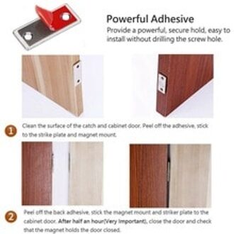 Ultra Dunne Sterke Magneten Deur Kabinet Kast Magnetische Catch Klink Slanke 2 X Magnetische Vangt 2 X Metalen Platen 8 X Schroeven Set